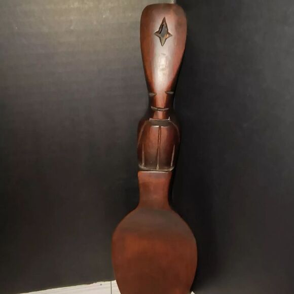 Handcarved Wood Vintage Spoon Wall Hanging Home Decor Tiki Man Face 12”in - Picture 8 of 8